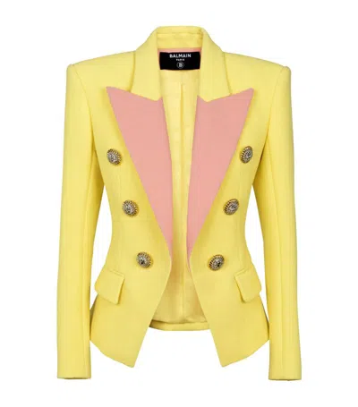 Balmain Double-breasted Casual Jacket In Yellow