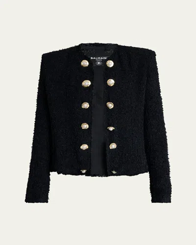 BALMAIN TWO-TONE BUTTON TWEED SPENCER JACKET