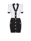 Balmain Two-tone Cable-knit Bodycon Dress In Multi