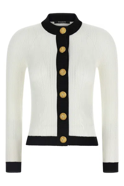 BALMAIN TWO-TONE CARDIGAN