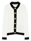 Balmain Two-tone Cardigan In White