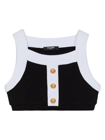BALMAIN TWO-TONE COTTON TOP