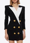 Balmain Two-tone Crepe Mini Blazer Dress In Black