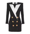 Balmain Two-tone Crepe Mini Blazer Dress In Black