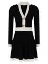 Balmain Colorblock Twisted Cable Long Sleeve Sweater Dress In Black