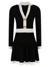 Balmain Colorblock Twisted Cable Long Sleeve Sweater Dress In Black