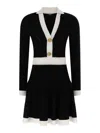 Balmain Colorblock Twisted Cable Long Sleeve Sweater Dress In Black