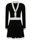 Balmain Colorblock Twisted Cable Long Sleeve Sweater Dress In Black