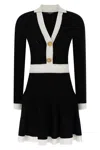 Balmain Colorblock Twisted Cable Long Sleeve Sweater Dress In Multi