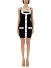 Balmain Black Dress With Square Neckline And Decorative Buttons In Black