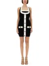 Balmain Black Dress With Square Neckline And Decorative Buttons In Black