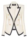 Balmain One Button Fitted Natte Jacket Clothing In White