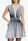 Balmain Two-tone Flared Knitted Dress