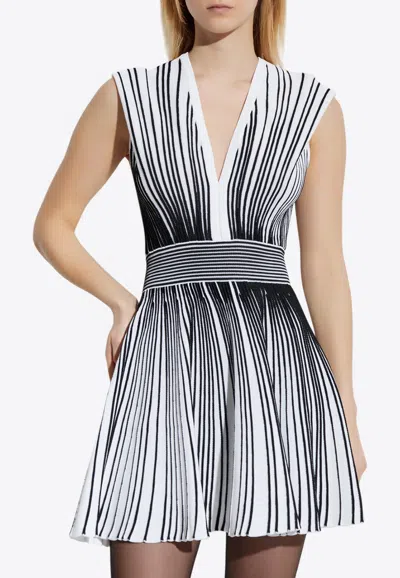 BALMAIN TWO-TONE FLARED KNIT DRESS