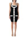 Balmain Two-tone Halterneck Knit Mini Dress In Black