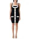 Balmain Black Dress With Square Neckline And Decorative Buttons In Viscose Blend Women In Black