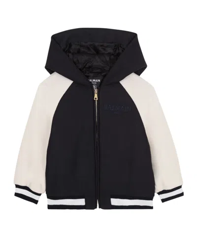 Balmain Two-tone Hooded Jacket In Black