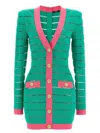 Balmain Two-tone Knit Dress Featuring Button Detailing