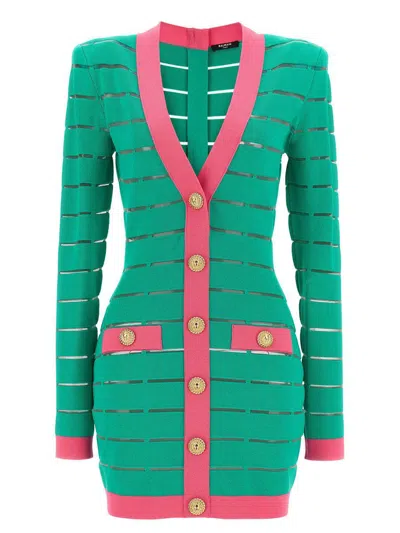 BALMAIN BALMAIN TWO-TONE KNIT DRESS