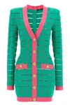 Balmain Two-tone Knit Dress Featuring Button Detailing