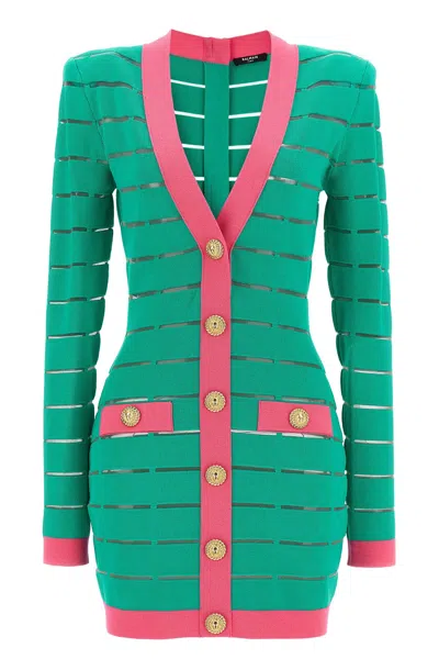 BALMAIN BALMAIN TWO-TONE KNIT DRESS