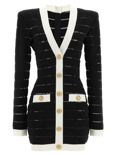 Balmain Women Buttoned Knit Short Dress In Multi