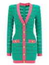 Balmain Two-tone Knit Dress Featuring Button Detailing