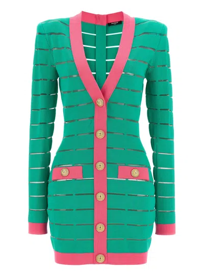 BALMAIN TWO-TONE KNIT DRESS