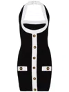 Balmain Black Dress With Square Neckline And Decorative Buttons In Black