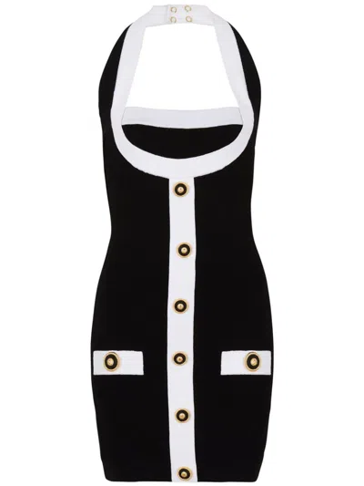BALMAIN TWO-TONE HALTERNECK DRESS