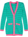 Balmain Two-tone Knit Dress Featuring Button Detailing In Green