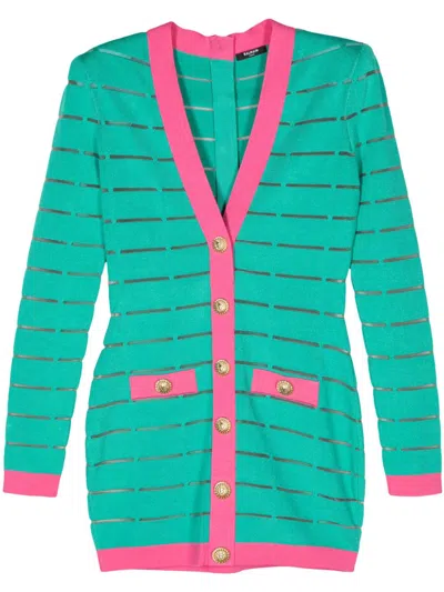 BALMAIN BUTTON-EMBELLISHMENT KNITTED MINI DRESS