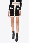 Balmain Button-embellishment Knitted Mini Skirt In Black