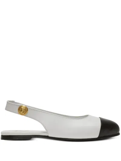 Balmain Kids' Two-tone Leather Ballet Flats In White