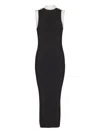 Balmain Two-tone Midi Dress In Black