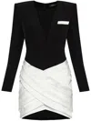 Balmain Deep V-neck Tailored Mini Dress In Black