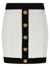 Balmain Mini Skirt In White Viscose Blend In Multi