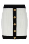 Balmain Mini Skirt In White Viscose Blend In Multi
