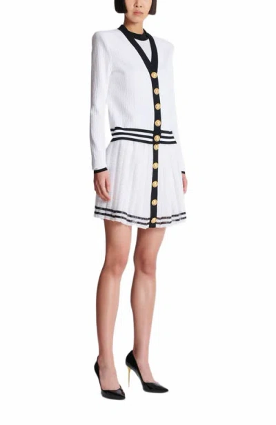 Balmain Two-tone Monogrammed Knit Cardigan