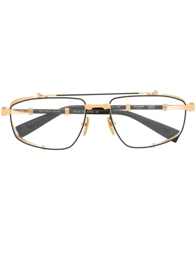 Balmain Two-tone Pilot-frame Glasses In Black