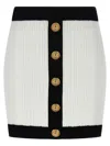 Balmain Two-tone Stretch Viscose Crochet Miniskirt In White