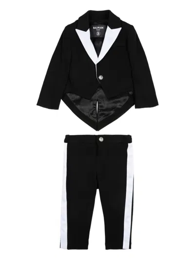 Balmain Babies' Two-tone Suit In Black