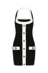 Balmain Black Dress With Square Neckline And Decorative Buttons