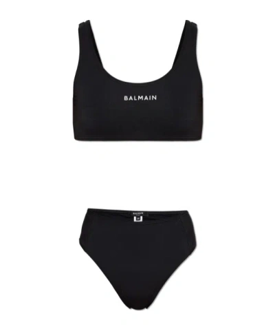 Balmain Two-piece Set Of Tank Top Swimsuit And Swim Trunks In Black