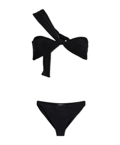 Balmain Two-piece Swimsuit With Laces In Black
