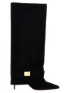Balmain Uma Suede Foldover Knee Boots In Black