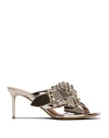 Balmain Uma Western Mules In Mirrored Leather In Silver