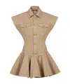 Balmain Flared Cotton-canvas Dress In Nude
