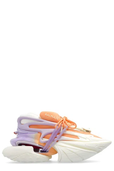 Balmain Neoprene And Calfskin Leather Low-top Unicorn Sneakers In Multi
