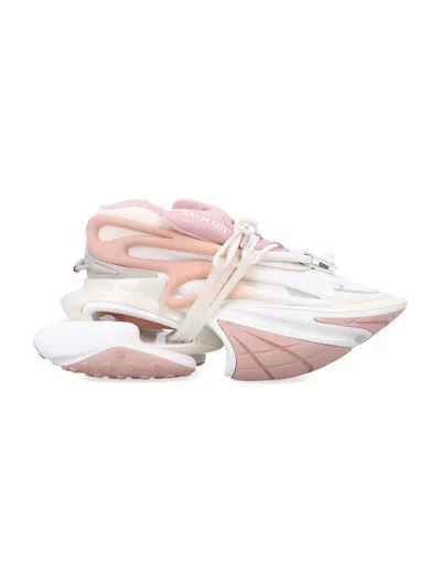 Balmain Unicorn Low Sneakers In Jaune Pale,nude Rosã©